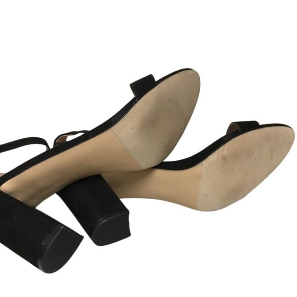 MADDEN GIRL BEELA BLACK FAUX SUEDE BLOCK HEEL SANDALS 9-EUC - Picture 9 of 9